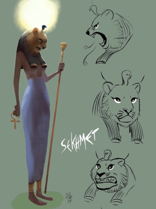 namraart:Sekhmet, badass goddess who can bring wars and diseases. Also the desert winds come from he