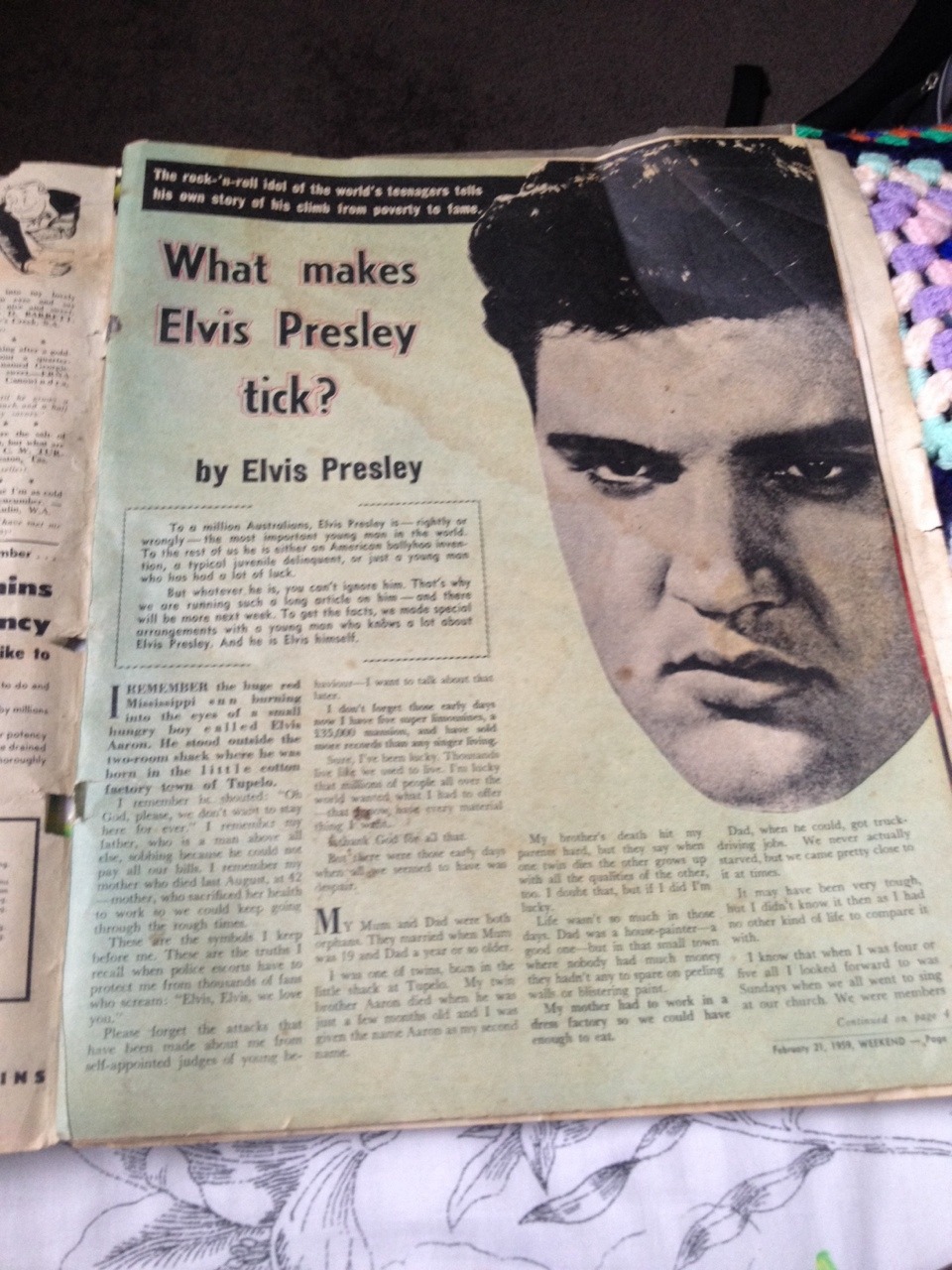 sexypresley:  I love my aunt (She found Elvis Presley newspapers under her house