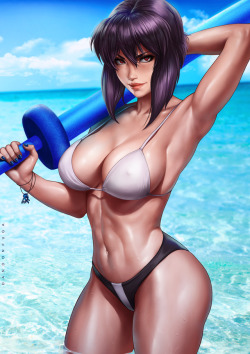 dandon-fuga:  Beachqueen: Motoko~~~https://www.patreon.com/dandonfugahttps://gumroad.com/dandonfuga