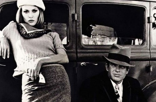 Faye Dunaway & Warren Beatty on the set of Bonnie and Clyde, 1967.