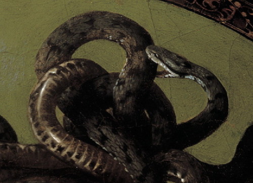 poisonwasthecure:Detail of the Snakes from Caravaggio’s Head of Medusa ca. 1596