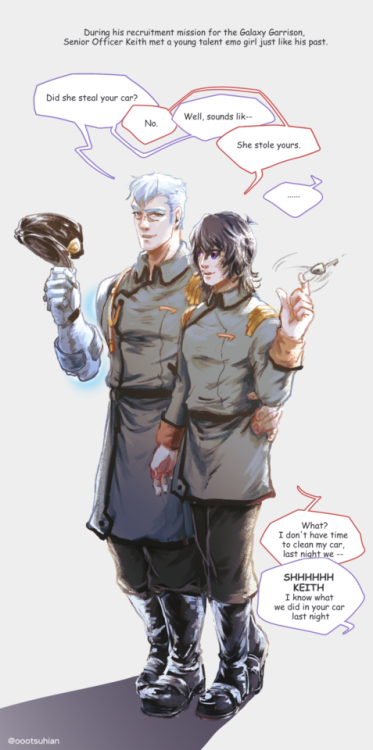 Sheith ❤ Future AU(?)Admiral Shiro & Senior Officier KeithBut I think Admiral might not fit Shir