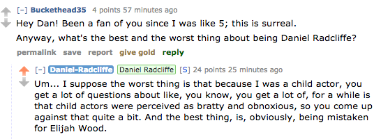  Daniel Radcliffe’s Reddit AMA + Elijah Wood  