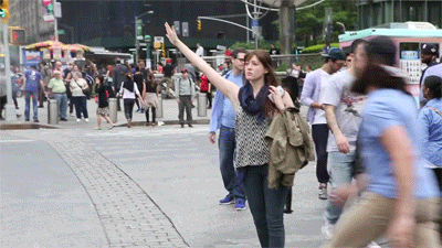 mslusciouslips:  existentialismandmakeup:  miikachu:  onlylolgifs:  High Five New York  See? Now this is a prank. Something silly and good intentioned and actually funny. Not groping poor, unsuspecting girls.     Hahahaaa! This tickled me silly. Need