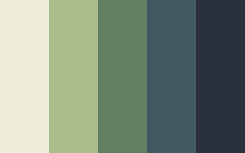 color-palettes: Avocado Toast - Submitted by raven-by-the-sea #EEEDDB #ACBC8B #628162 #415A61 #2A303