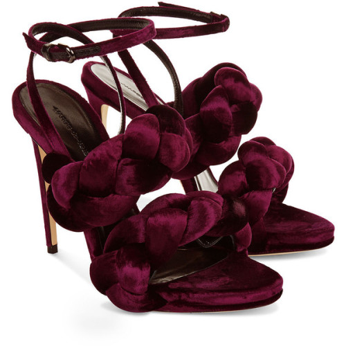 Marco de Vincenzo Dahlia Velvet Plaited Strap Sandals ❤ liked on Polyvore (see more ankle strap stil