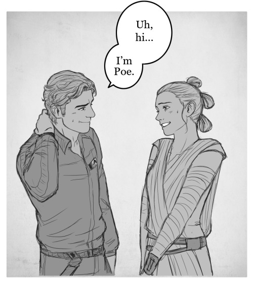 aimmyarrowshigh: milady-666: The lost Rey/Poe meeting from the TFA novelization. #playing behind my 