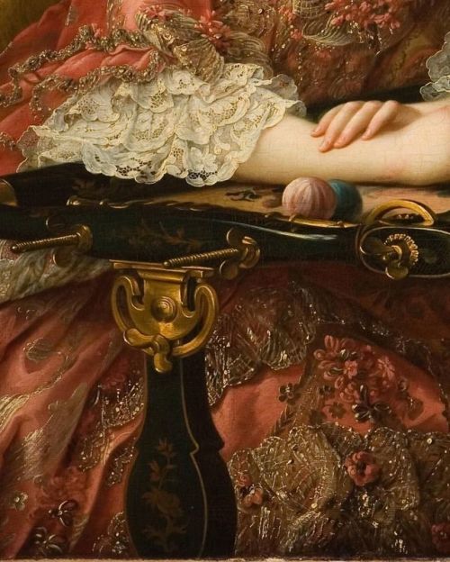 Marquise de Caumont La Forceby Francois Hubert Drouais ((1727–1775), 1767,DETAIL