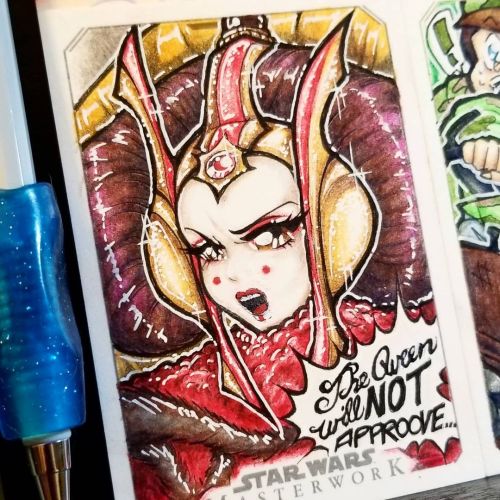 #starwars #fanart #tradingcard #commission of #queenamidala - made with pencils, #posca acrylic pain