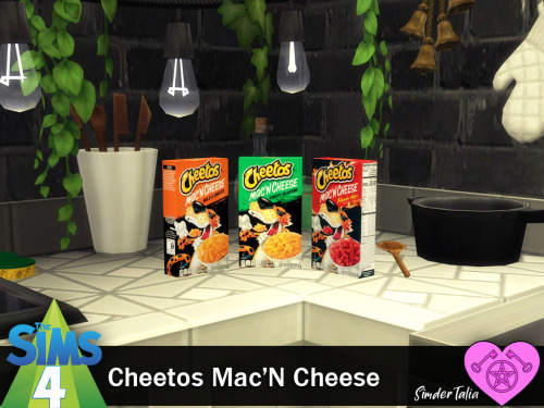 Cheetos Mac’N CheeseSims 4, base game compatible3 swatches for each flavor | Found in clutter 