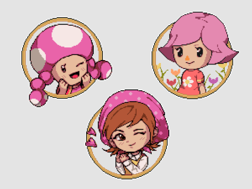 Stickers I made for @catstealers-zines‘ Gamer Girls zine 