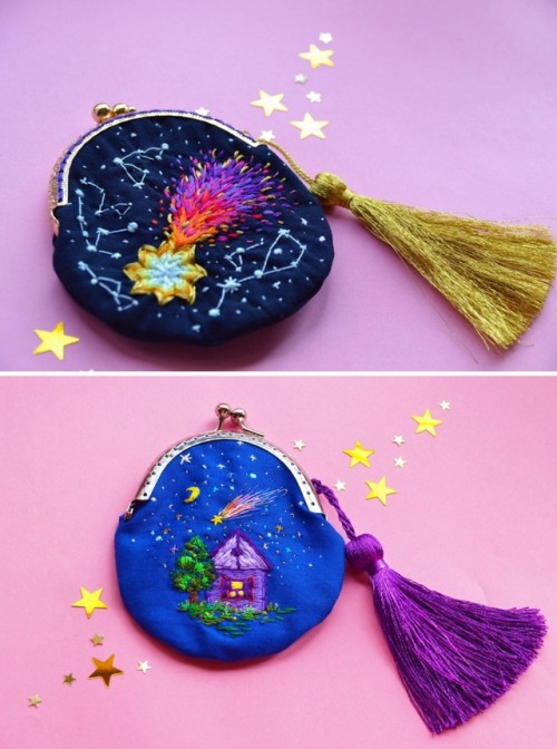 Porn sosuperawesome:  Embroidered Universe Purses, photos