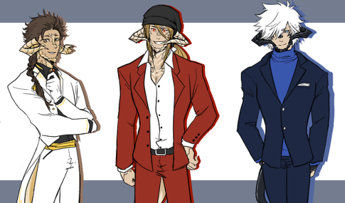 ksilberne: Au Ras and Suits  ;^)Stole a couple of friend’s lizard boys for this uwu@wamoura @galespi