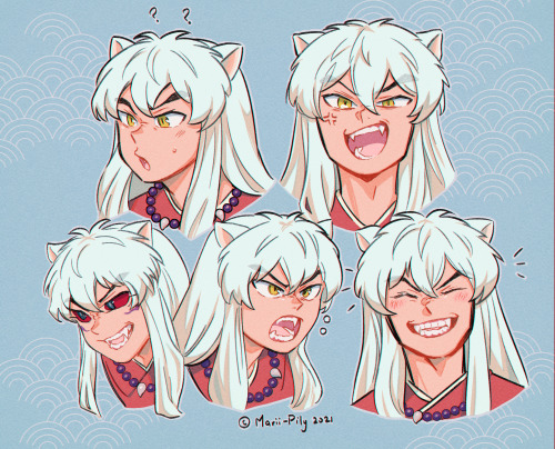 Practicing expressions of a fanged father and daughter.