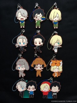 yoimerchandise: YOI x SEGA ChokoKawa Rubber Straps Original Release Date:April 2017 Featured Characters (5 Total):Viktor, Yuuri, Yuri (Three styles each   two bonuses: Viktor and Yuuri Animate Exclusive / Yuri and Yuuri Animega Exclusive), Makkachin,