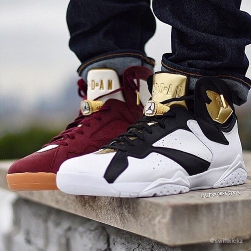 kickzzondeck:  Air Jordan 7 “Championship Pack” 🔲🌋🔥👹💲🔱  Like and Reblog if you would rock this Jordan Pack  Follow: kickzzondeck