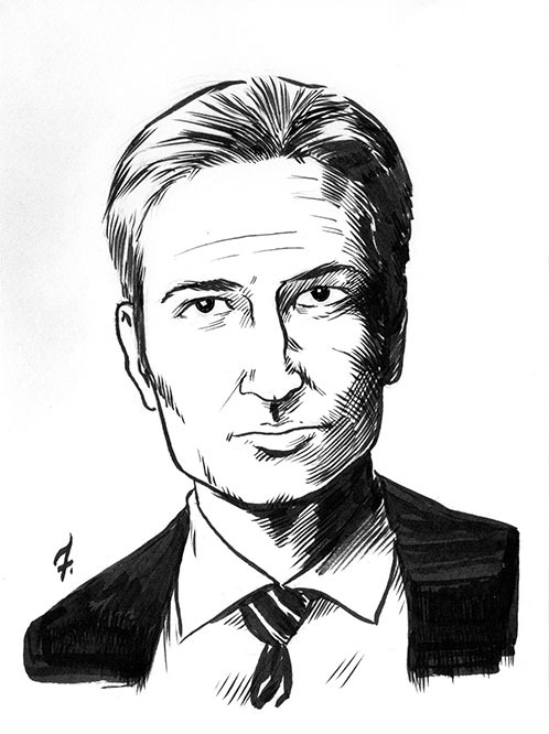 Mulder & Scully, 5x7 Ink On Bristol.