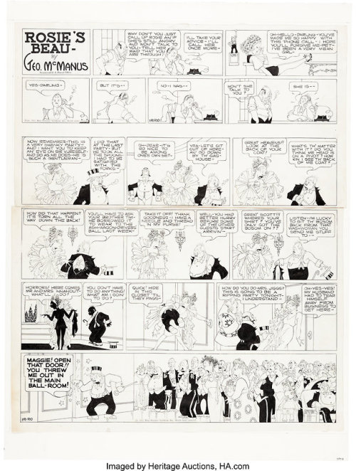 Original George McManus art for the 12-20-42 Bringing Up Father Sunday strip, complete with Rosie&am