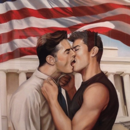 Art by Michael Bayette part of the #Stroke show at @leslielohmanmuseum #gayamerica #gaykiss #instaga