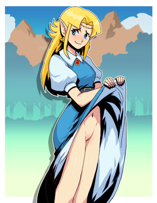 naughtynintendogirls: (Zelda: A Link to the Past) Princess Zelda offering Link a nice reward.Art by 