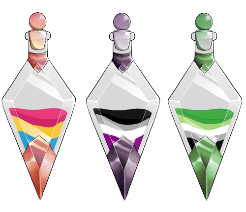 It is Pride month again and I have made MORE PRIDE POTION DESIGNS!You can get them as stickers (As w