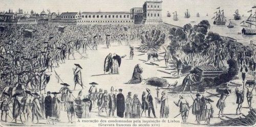 Execution of people condemned by the Inquisition of Lisbon, Portugal, 17th century