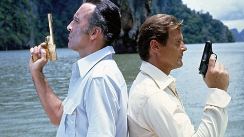 polworld: The Man with the Golden Gun (1974) is the ninth spy film in the James Bond series and the second to star Roger Moore as the fictional MI6 agent James Bond, a loose adaptation of Ian Fleming's novel of same name.  The script was