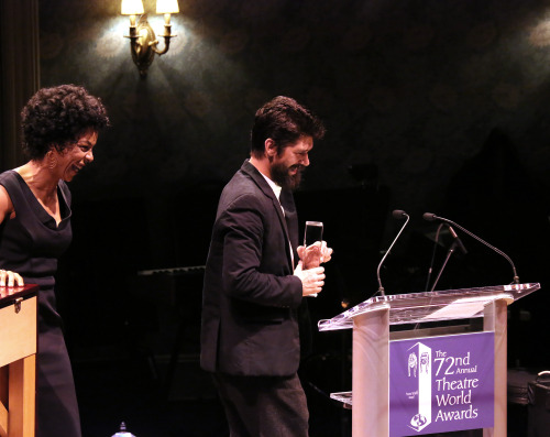 Sophie Okonedo presents Ben Whishaw with an award at The 2016 Theatre World Award at Circle in the S