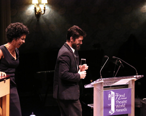  Sophie Okonedo presents Ben Whishaw with an award at The 2016 Theatre World Award at Circle in the 