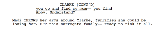 Hey guys!We’re back with another look inside the script, this time with Clarke and Madi. 506 was written by Drew Lindo and directed by Michael Blundell. Hope you enjoy!