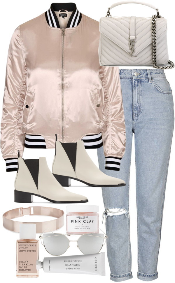 Untitled #11187 by minimalmanhattan featuring red gold jewelry
Topshop pink bomber jacket, 155 AUD / Topshop blue skinny jeans, 81 AUD / Acne Studios white bootie, 645 AUD / Yves Saint Laurent monogrammed leather tote, 3 215 AUD / Lele Sadoughi red...