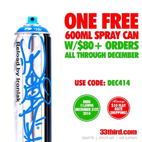 December deal! Get a FREE 600ML Spray can w/ $80+ orders ALL MONTH!! Use Code: DEC414 at checkout!