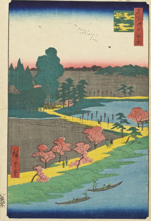 Azuma Shrine and the Entwined Camphor, Hiroshige, 1856