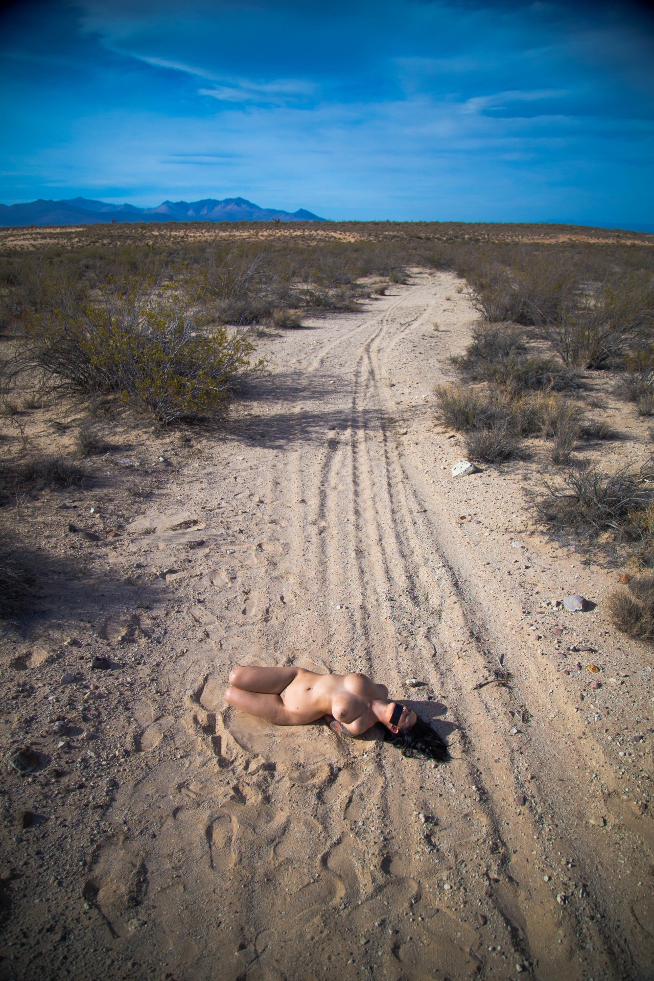 slavegirldiana:  Hogtied and left in the desert. her chance of being rescued does