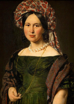 jaded-mandarin:  Christian Albrecht Jensen. Cathrine Jensen, the artist’s wife, wearing a turban, 1844. 