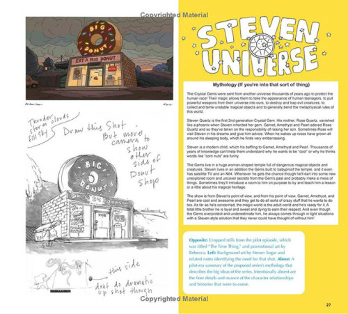 ca-tsuka:  “Steven Universe : Art & Origins” Artbook -  Preview 2 / 2 (from Amazon)       I’m really amused by the idea that the only reason Pearl wears pants/shorts is because she gets hung upside-down in the pilot and so couldn’t