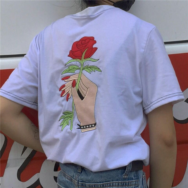 coolcowboyfire: 2017 Tumblr Popular T-shirts  Rose Embroidery   Anti social social