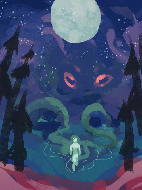 A short story cover illustration for a very talented writer, Nadia Caffesse. From the original rough