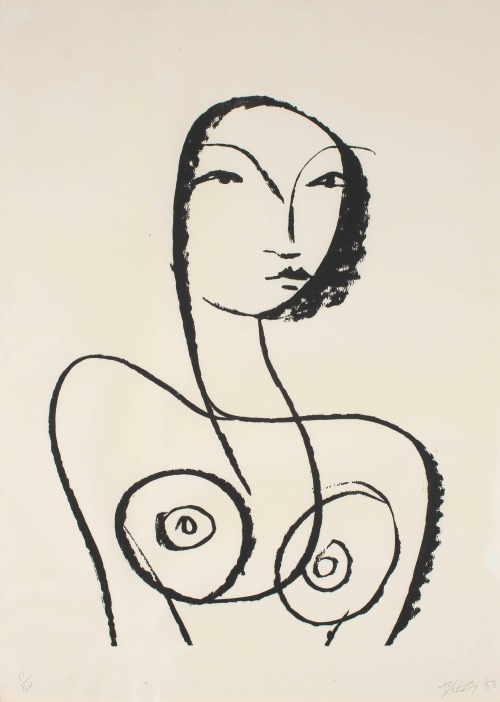 ochyming: Beezy Bailey  SOUTH AFRICAN, b. 1962 Nude, 1988    Lithograph 90 x 62.5 cm.