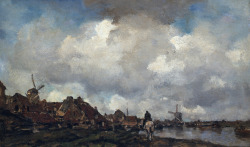 Herzogtum-Sachsen-Weissenfels:  Jacob Maris (Dutch, 1837-1899), Village Near Schiedam,