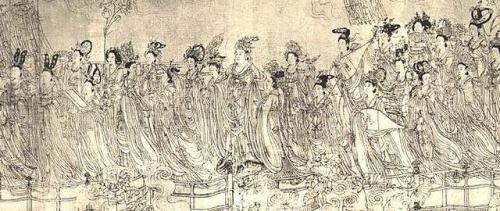 sinethetamagazine:Eighty-seven Immortals (八十七神仙卷) by Wu Daozi (吳道子). Ink on silk handscroll. ca. 685