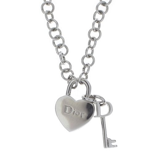 honeycrushed:Dior Heart Padlock & Key Silver Chain Necklace