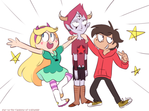 star-vs-the-fandoms-of-evil: Star and Marco and their wonderful tall angry demon friend Tom 