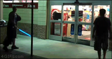 Jedi uses The Force to open store doors