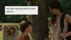 queenohair187:  hedwig123:  The Walking Dead Characters + Tumblr text posts (again)  I love these but when did that little bugger Carl ever listen to his Mom lol