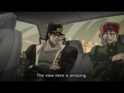 giiorno:  hes looking directly at jotaro