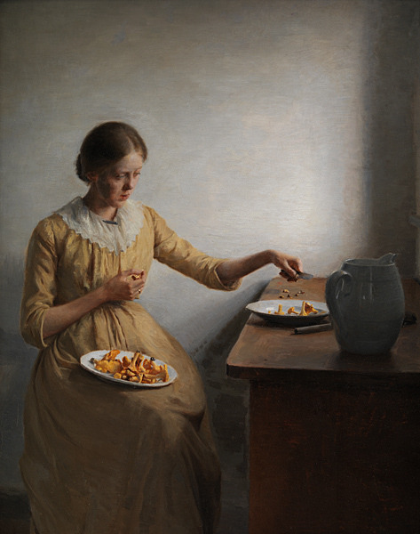 nationalgallery-dk:A Young Girl Preparing Chantarelles by Peter Ilsted, National Gallery of Denmarkh