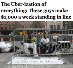 salon:   Robert Samuel, founder of Same Ole Line Dudes, makes up to ũ,000 a week to stand in line. He waits in line for Broadway shows, sample sales, tech releases and even brunch waitlists. Samuel recently spent 48 hours outside the Apple store in the