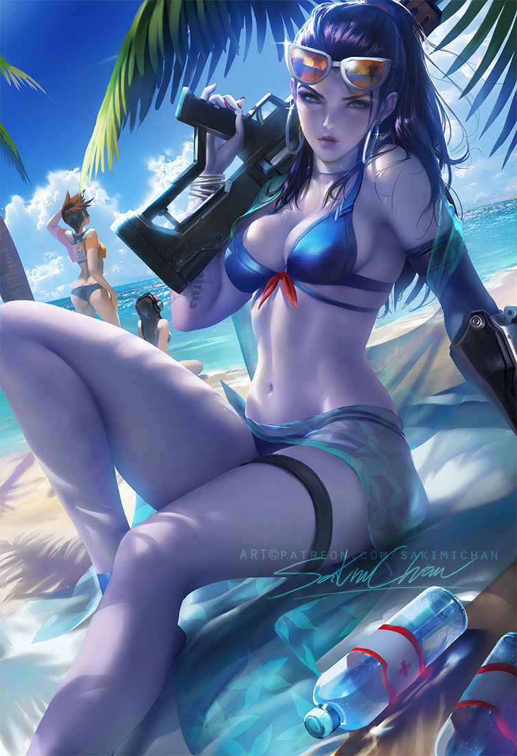 sakimichan:  an ambitious piece of the new summer game Widowmaker skin &lt;3