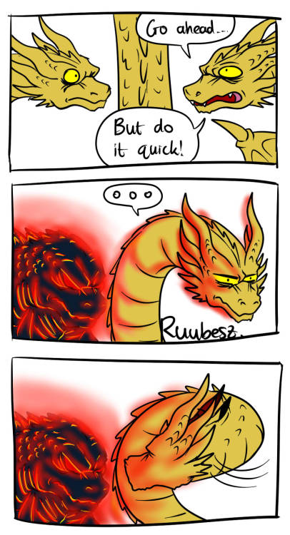 ruubesz-draws: Ghidorah: “Back the f**k up, b*tch! Back the f**k up!!!” *DO NOT REP